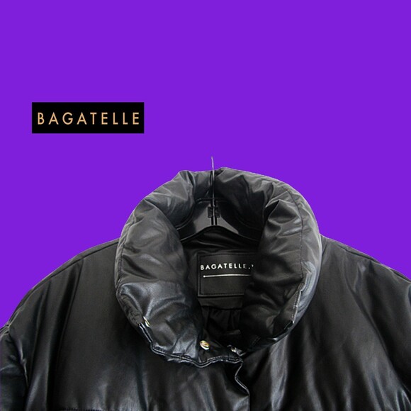 BAGATELLE Collection NEW Oversized Faux Leather Channel Quilted Jacket L - Picture 7 of 10